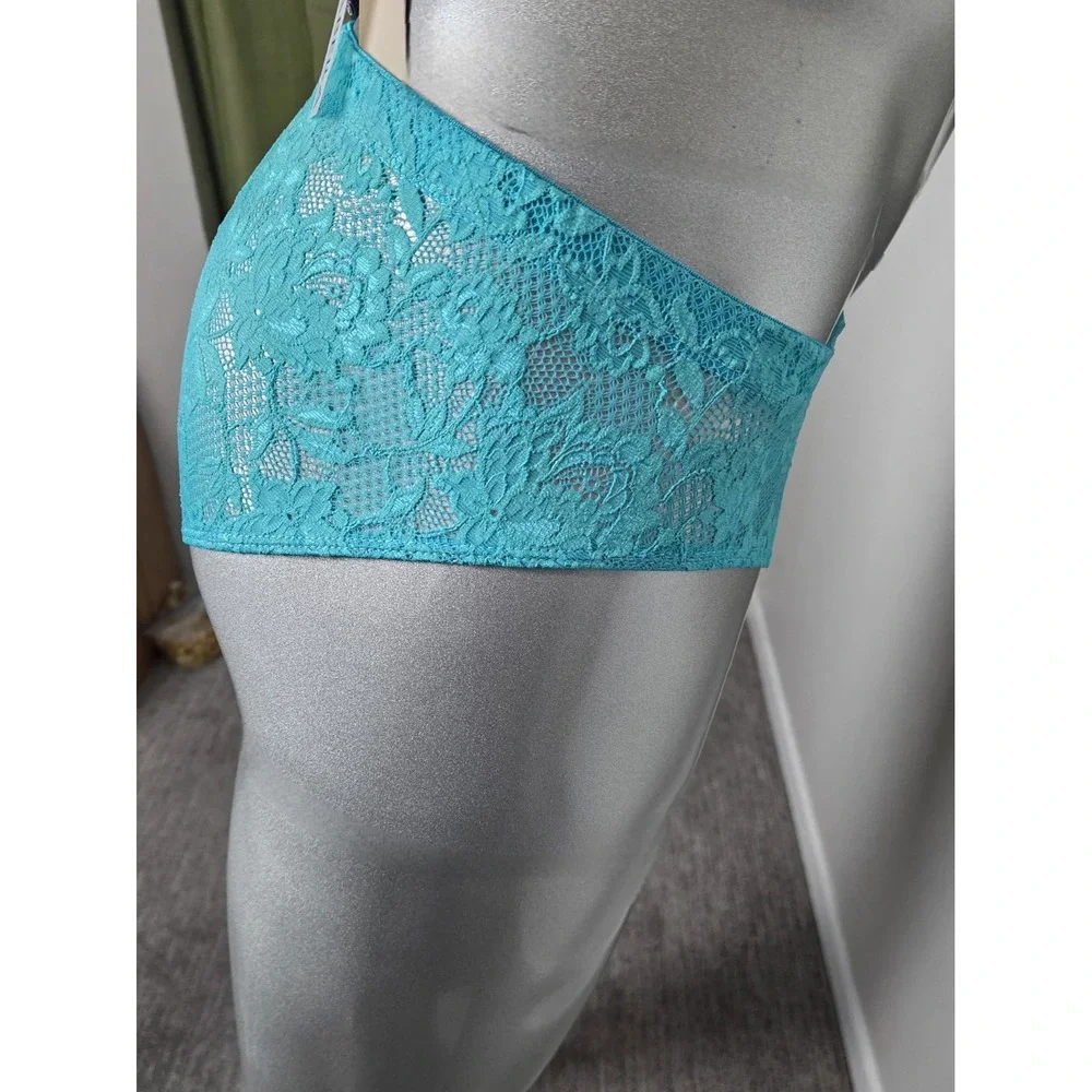 Cosabella Never‎ Say Never Mens Low Rise Brief Turquoise Floral Lace Teal